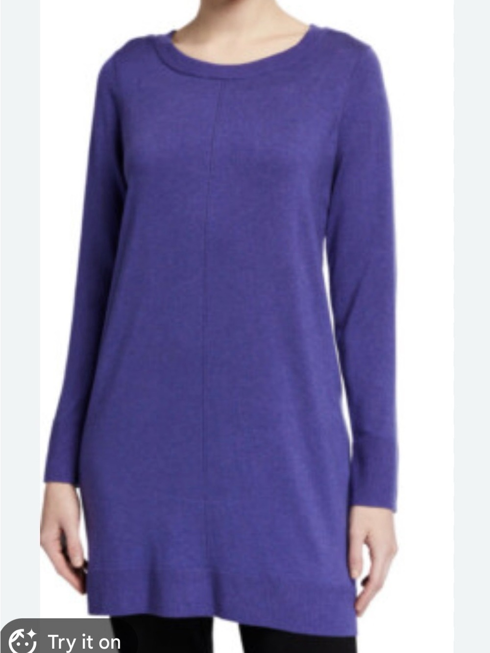 Eileen Fisher Cozy Tencel Stretch Round Neck Long Sleeve Tunic Size Small - Picture 2 of 9